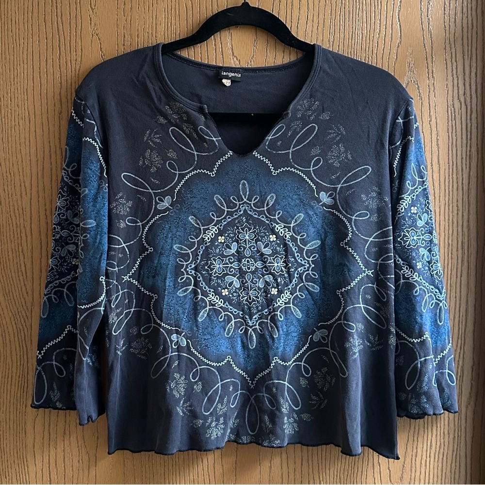 vtg tangents midi patterned top